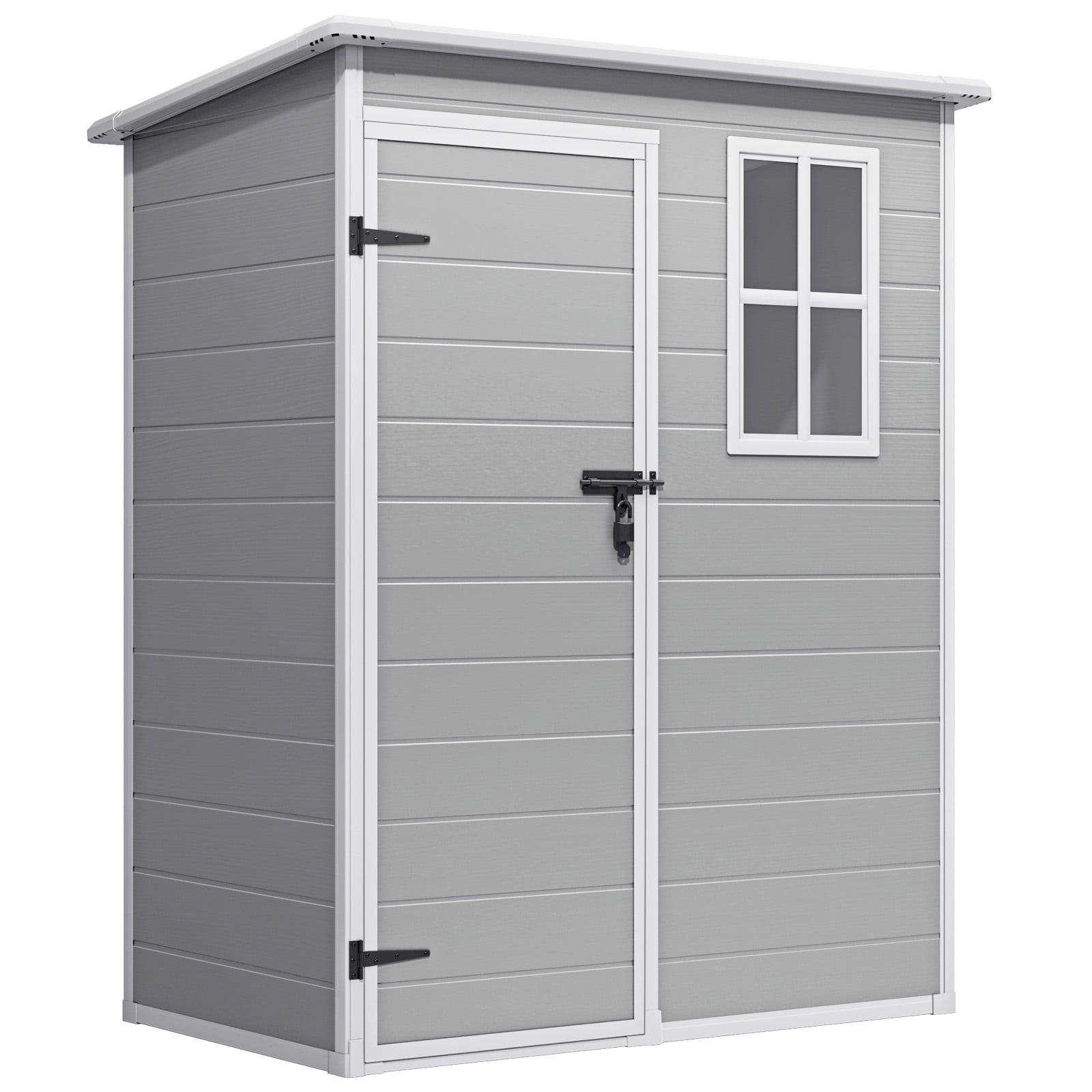 5' x 3' Outdoor Storage Shed, Lofka Resin Outdoor Storage Cabinet with Double Lockable Doors, Waterproof Tool Shed, Gray