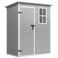 thumbnail image 3 of 5' x 3' Outdoor Storage Shed, Lofka Resin Outdoor Storage Cabinet with Double Lockable Doors, Waterproof Tool Shed, Gray, 3 of 9