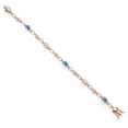 thumbnail image 2 of Gem Stone King 18K Rose Gold Plated Silver White Moissanite and Swiss Blue Topaz and Round White Lab Grown Diamond Tennis Bracelet for Women (3.19 Cttw, Gemstone Birthstone, Oval 6X4MM, 7.25 inches), 2 of 4