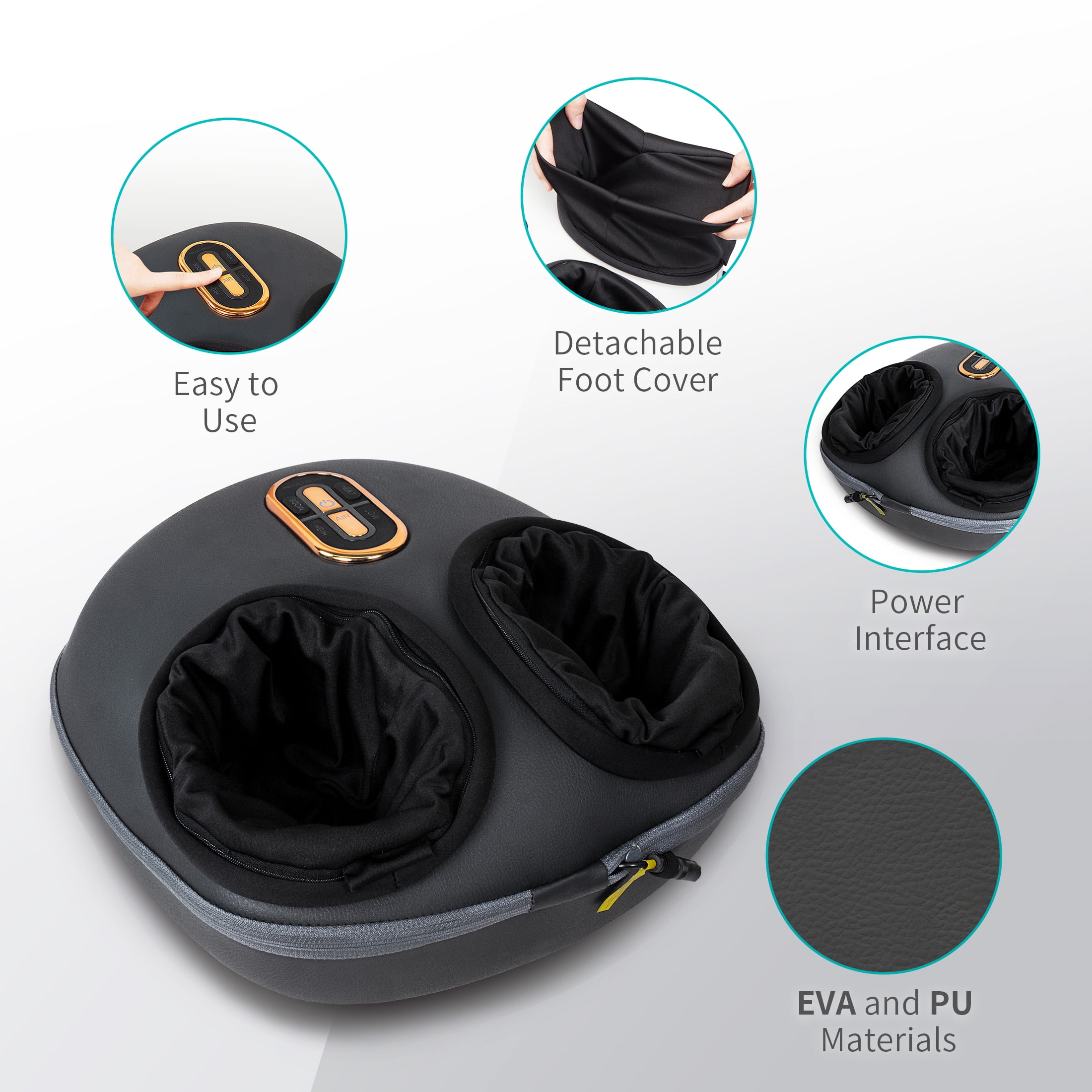 Medcursor Shiatsu Foot Massager Machine with Soothing Heat, Deep Kneading Therapy, Air Compression(Black)