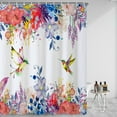 thumbnail image 2 of SUNOLIFE Spring Floral with Birds Shower Curtain Colorful Flowers and Hummingbird Fabric Bathroom Curtain 72x72 in, 2 of 5