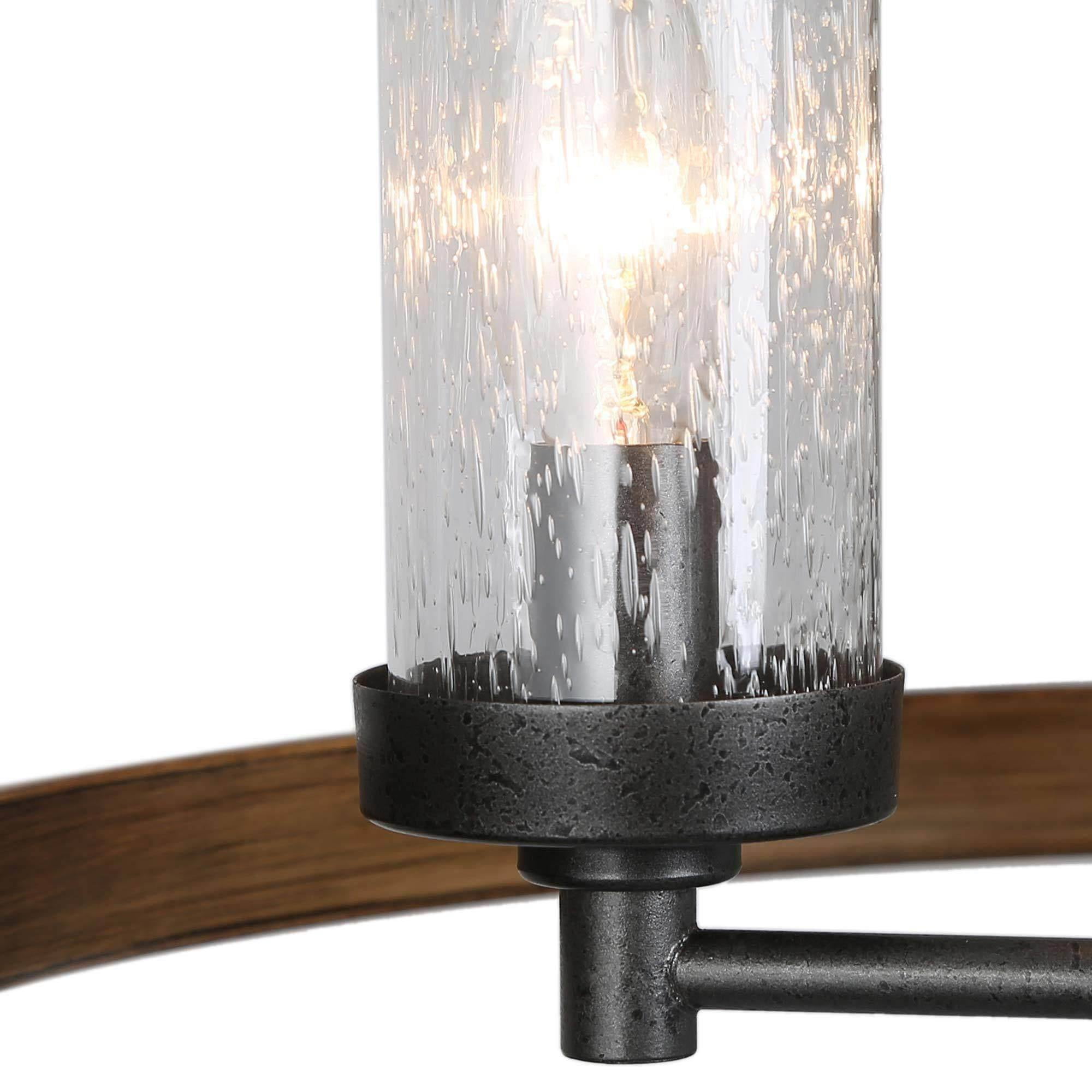 LNC 4-Light Antique Brown and Rustic Black Drum Modern Farmhouse Cage Chandelier