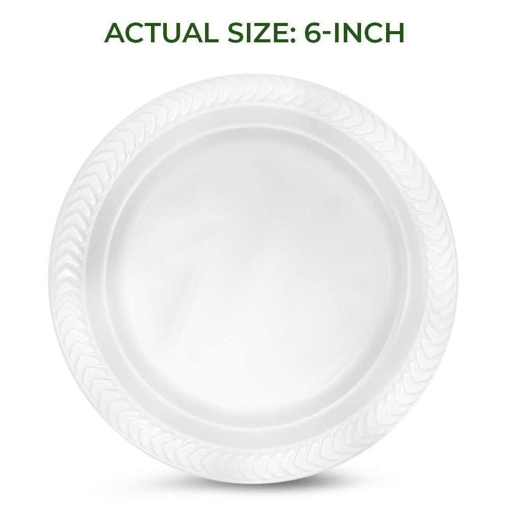 Betta 6-Inch Disposable Plastic Dessert Plates, White, 800 Count, Bulk Case, Microwave Safe (8 Pack Per Box x100)