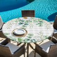 thumbnail image 6 of Eucalyptus Leaves Round Tablecloth, Fitted Table Cover with Elastic for 55"-60" Round Tables, Spring Daily Flowers Plants Gray Plaid Table Cloth Outdoor Indoor Dinning Party Waterproof Tablecloths, 6 of 7