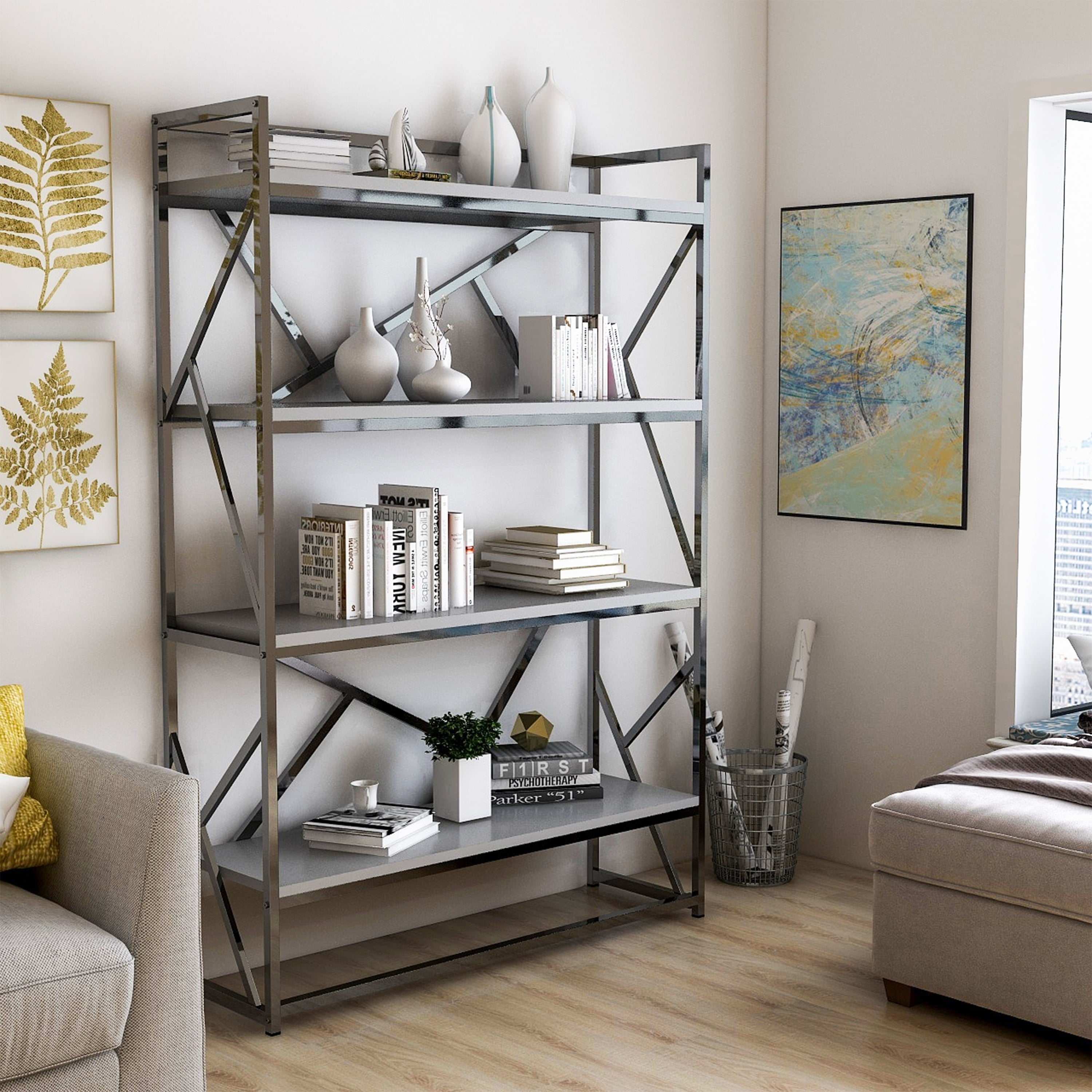  Chrome Bookcase for Small Space