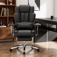 thumbnail image 1 of Silla de oficina, Silla de oficina ejecutiva grande y alta con reposapiés, Silla de computadora de cuero, Silla reclinable ergonómica, 1 of 5