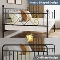 thumbnail image 7 of Twin Heart-Shaped Metal Daybed with Trundle, Heavy-Duty Steel Slat Support. Convertible Sofa Bed for Living/Bedroom/Guest Room, Stylish & Sturdy, Easy Assembly- Black, Single Sofa Bed, 7 of 7