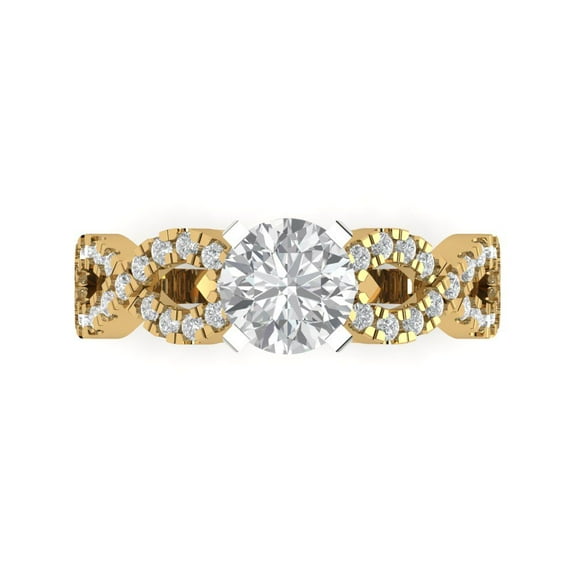Solitaire with Accents Engagement Ring for Women - 1.42ct White Sapphire in 14K Yellow/White Gold Promise Ring