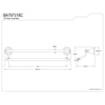 thumbnail image 4 of Kingston Brass BA797318C English Vintage 18-Inch Double Towel Bar in Polished Chrome, 4 of 7