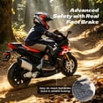thumbnail image 6 of Track Seven 24V Ride on Motorcycle, Licensed Aprilia RSV4 Electric Motorcycle with Training Wheels, LED Lights, Music, Large Seat, Up to 10 Mph, 24V Ride on Toy Car for Boys Girls Aged 3+, Black, 6 of 11