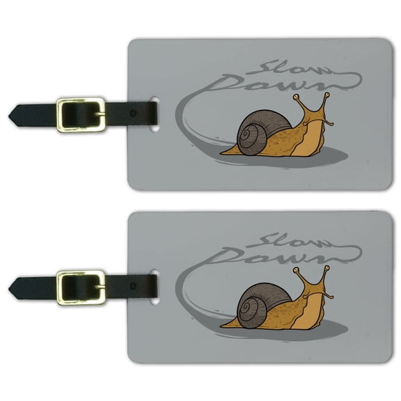 Snail Trail Slow Down Luggage ID Tags Suitcase Carry-On Cards - Set of 2