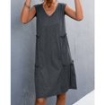 thumbnail image 2 of Vestido sin mangas Ticfox Color sólido Suelto Casual Volantes Gris M, 2 of 5