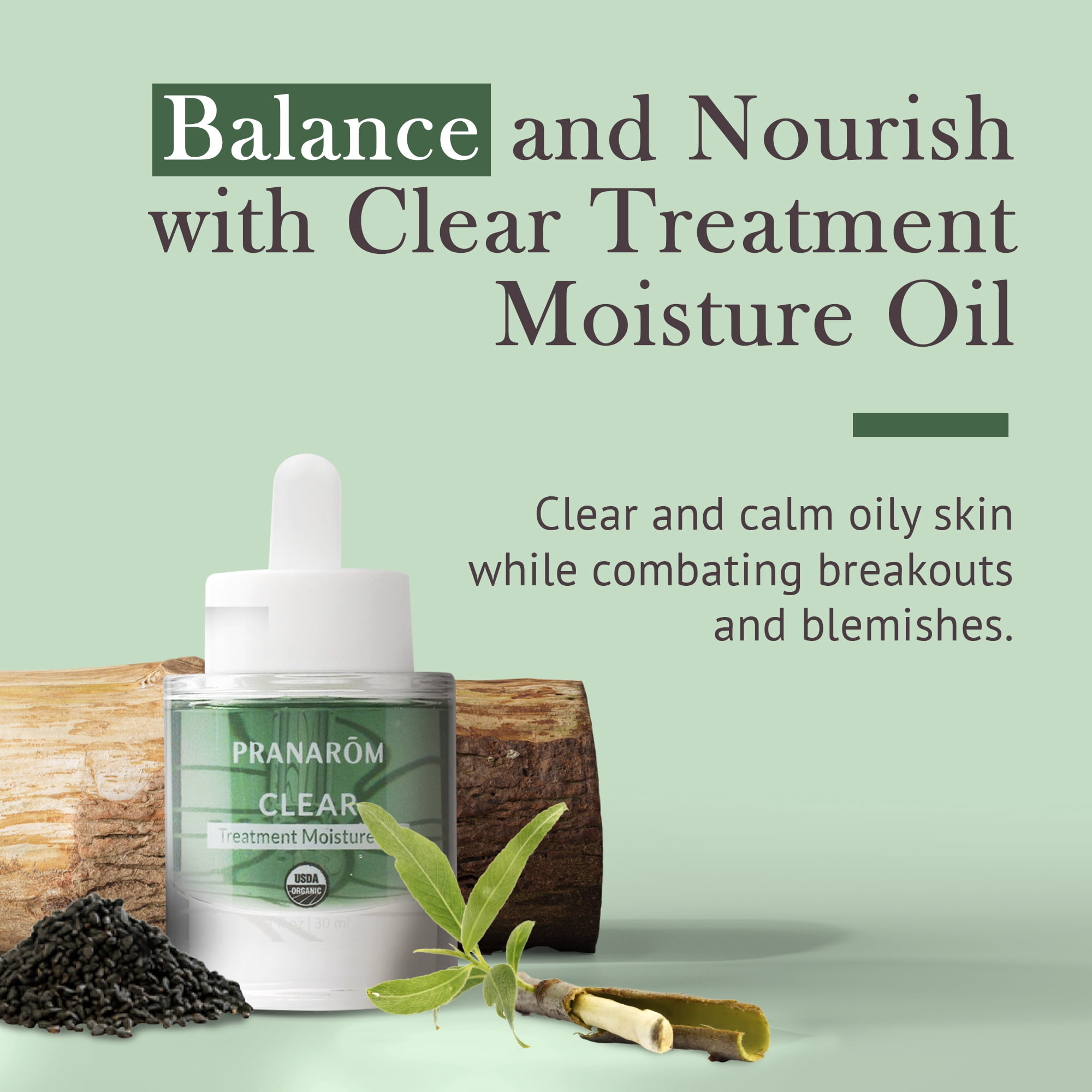 Pranarom - Clear Treatment Moisture Oil 1oz - For Oily & Blemish-Prone Skin - Hydrating Facial Oil - Balances Skin - Includes Organic Essential Oils