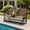 Brown, variant on ANGELES HOME 2-Person Outdoor Swing Glider with Mesh Fabric and Center Tempered Glass Table , Patio Double Swing Rocking Chair Loveseat, Beige