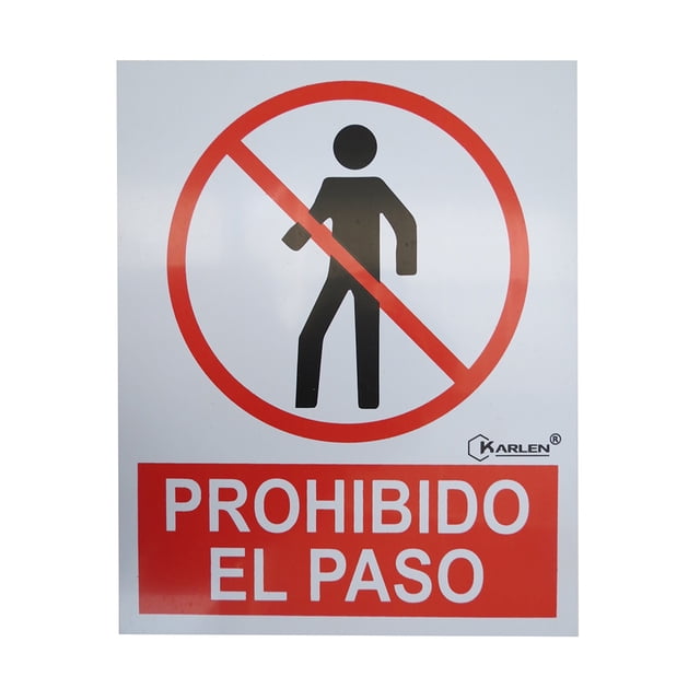 Letrero Señalización KARLEN Prohibido El Paso 20 x 25