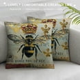 thumbnail image 3 of JEUXUS  Throw Pillow Covers Vintage French Queen Honey Bee with Crown Decorative Pillow Cases Retro Stamp Lettering Background Home Living Room Decor  Cushion Cover Pillowslip, 3 of 5