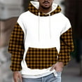 thumbnail image 2 of Momasggi Mens Big and Tall Hoodies Plaid Color Block Long Sleeve Hooded Sweatshirt Fall Winter Fleece Lined Pullover Tops with Pockets Yellow XL, 2 of 6