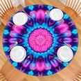 thumbnail image 2 of Colorful Tie Dye Mandala Pattern Round Fitted Tablecloth with Elastic Edge,Dining Table Cover Waterproof,Outdoor Round Tablecloth for Camping,Dining,Indoor and Outdoor, 2 of 7