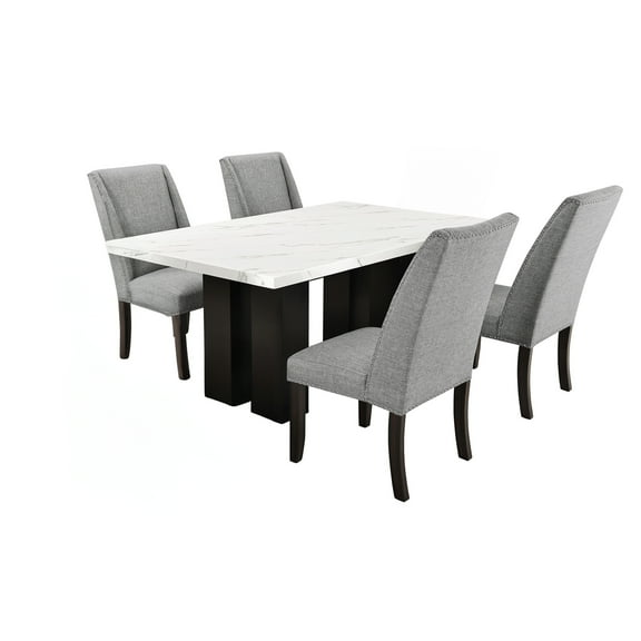 New Classic Furniture Faust 5-Piece Solid Wood Dining Table Set in Gray