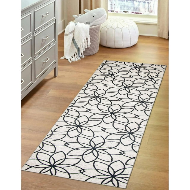 ECARPET Washable Floral Area Rug & Runner for Bedroom, Living Room, Kids Room, Hallway