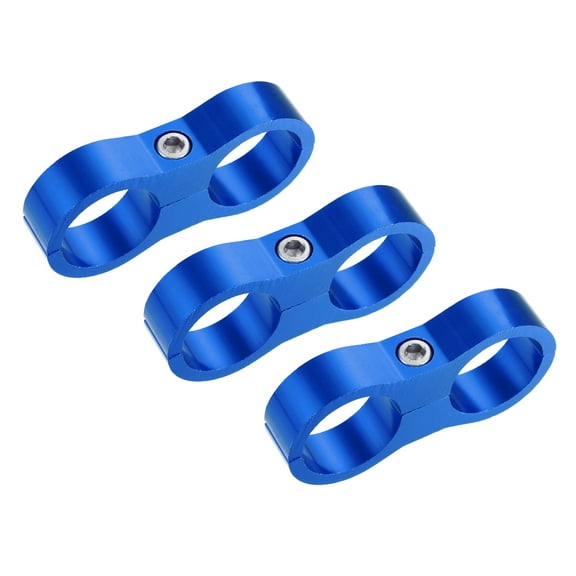 Unique Bargains 3pcs Aluminum Alloy AN12 Car Hose Separator Clamp Fuel Line Connector for Oil Fuel Hose Blue