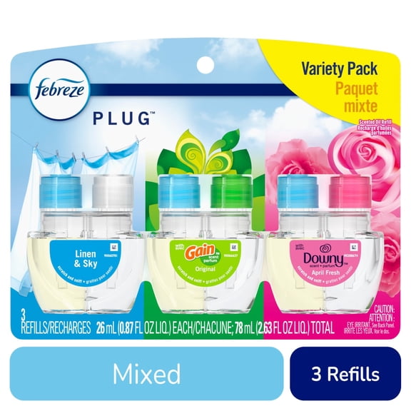 Febreze Plug In Air Freshener Odor-Fighting Scented Oil Refill Base Mix 3 ct - Pack of 1