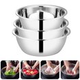 thumbnail image 3 of AMERTEER 3pcs Stainless Steel Basins Mixing Basins Soup Basins Food Containers (Silver), 3 of 6