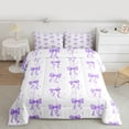 thumbnail image 2 of Homewish Cute Bow Ribbon Queen Comforter Set,Modern Geometric Dots Bedding Sets,Purple Princess Bowknot Bedding Comforter Set For Girls Kids,Ultra Soft Home Decor Reversible,3 Pieces, 2 of 8