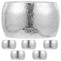 Phenofice 6Pcs Festive Napkin Rings Silver Round Stainless Steel Luxury Table Decor