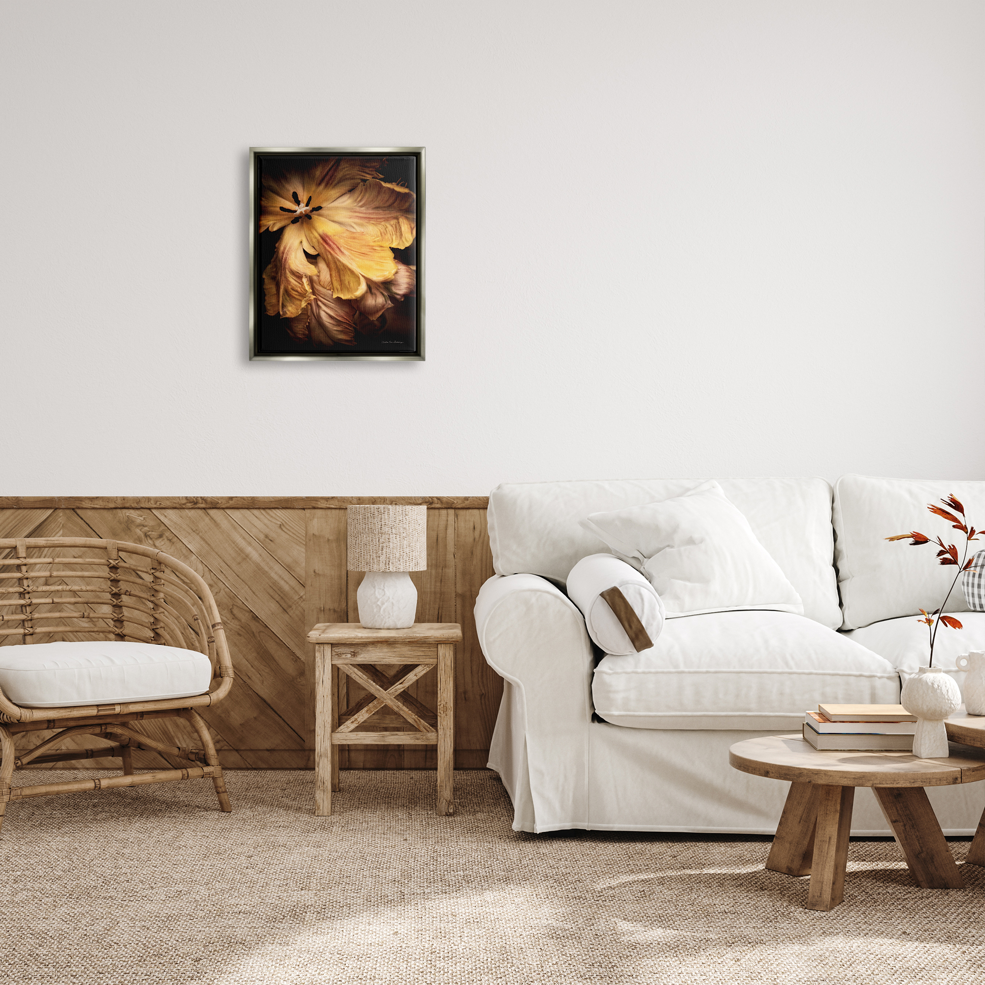 Stupell Industries Modern Hibiscus Photography Botanical & Floral Photography Gray Floater Framed Art Print Wall Art, 17 x 21