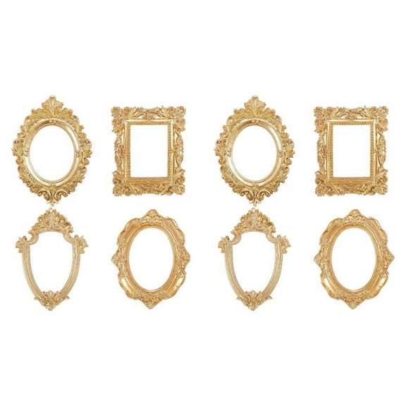8 Pcs Vintage Picture Frame Antique Photo Frame Wall Hanging Photo Frame Table Top Display Christmas Holiday Home Decor,8 * Resin picture frames,gold