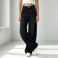 thumbnail image 2 of QIUOMBBP Woman Baggy Barrel Jeans Casual Button Fly Wide Leg Curved Denim Trousers Vintage Distressed Jean Pants, 2 of 7