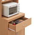 thumbnail image 4 of Pemberly Row 54" Tall Open Shelves 1 Drawer Kitchen Cabinet in Beige Wood, 4 of 4