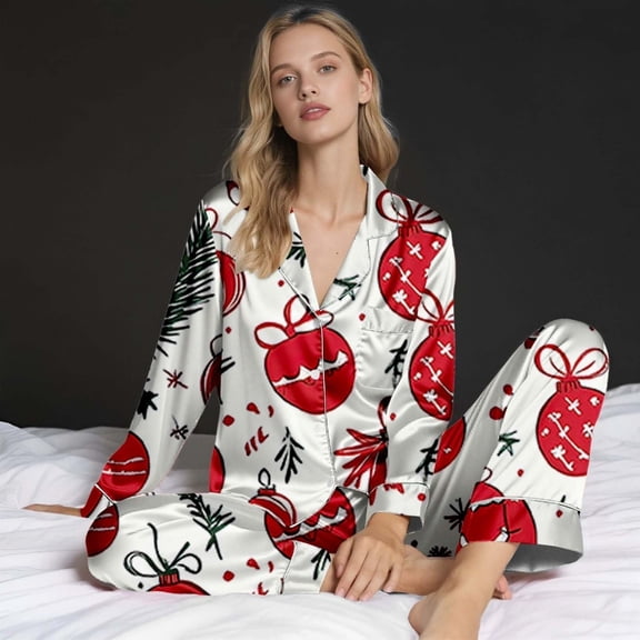 Family Christmas Pajamas Matching Sets Silk Casual Matching Set for Family