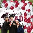 thumbnail image 3 of 67Pcs Congrats Grad Decorations 2024, Burgundy Red Graduation Decor with Congrats Grad Backdrop Red Silver Confetti Balloon Garland Arch Kit for Class of 2024 Grad Prom Graduation Supplies, 3 of 7