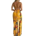 thumbnail image 2 of Women Floral Print Backless Romper, Sleeveless Deep V-neck Jumpsuit One Piece, 2 of 5