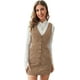 thumbnail image 1 of Mini vestido de pana sin mangas con cuello en V para mujer Marrón mocha G Marrón mocha G Xishao ropa, 1 of 2