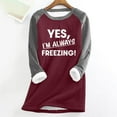 thumbnail image 2 of Yes I’m Always Freezing Long-Sleeved Shirts, Women’s Print Funny Graphic Casual Tops, Fall Winter Pullover, 2 of 3