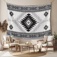 thumbnail image 2 of Black Beige Boho Tapestry for Bedroom Wall Hanging Tapestry, Vintage Ethnic Tribal Southwestern Ceiling Backdrop Tapestries Poster Blanket Wall Decor for Teens Room Living Room Dorm 59" x 90", 2 of 8