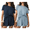 Navy Blue/Light Blue, variant on Ekouaer 2 Packs Womens Pajama Set Short Sleeve Sleepwear Soft Top and Shorts Pjs Casual Outfits Lounge Set with Pockets