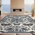 thumbnail image 2 of Design&I 8'x10' Washable Area Rug Gothic Wildflower Toile Botanical Scroll Border Vintage Moth Refined Structured for King Size Bedroom, Under Bed, Sleek Flatweave Pet Friendly, 2 of 7