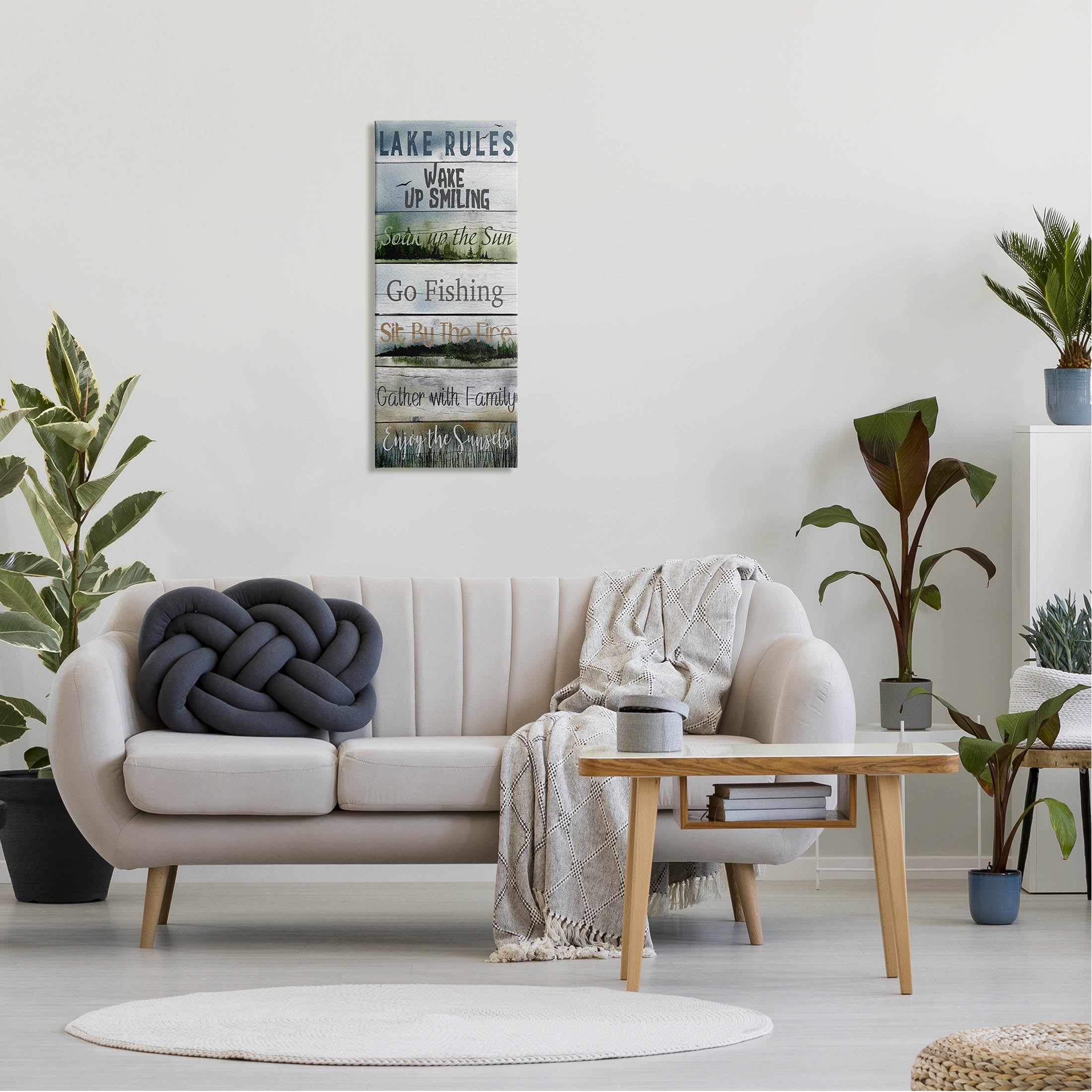 Lake Rules Rustic List Typography Graphic Art Gallery Wrapped Canvas Print Wall Art