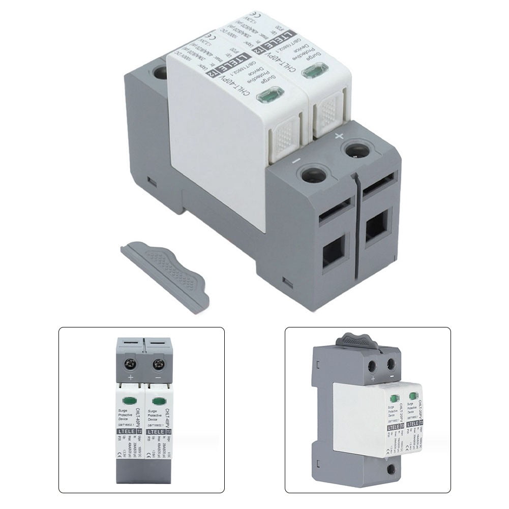 Girlsshop 2 Pole 500/1000V Solar Dc Surge Protector Protection Device Dc 20-40Ka, 2P40KA 500DC