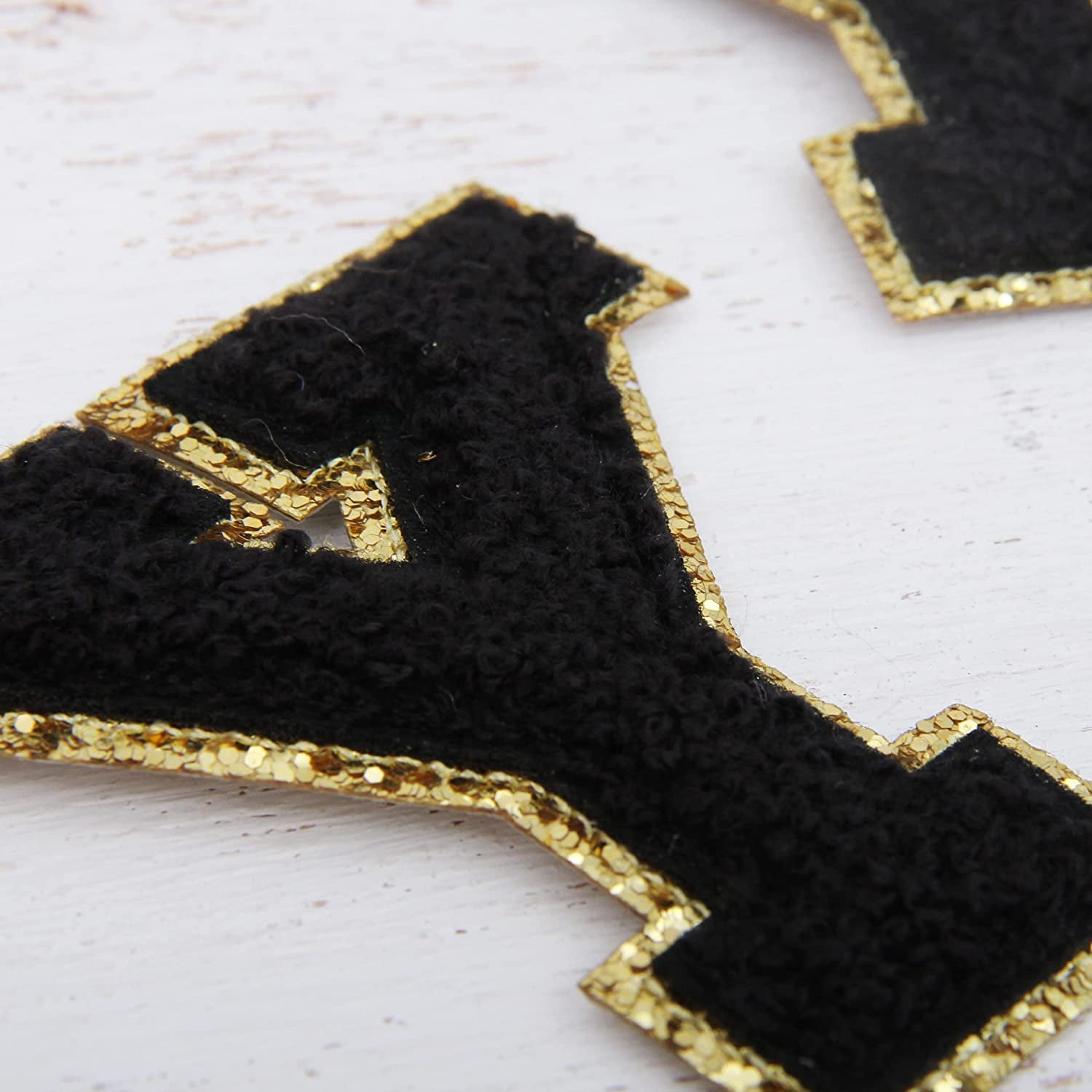 IRON ON 2 Black  Varsity Glitter Letter Chenille Initial Patch – XO  Kendall Co.