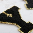thumbnail image 5 of 3 Pack Chenille Iron On Glitter Varsity Letter "Y" Patches - Black Chenille Fabric With Gold Glitter Trim - Sew or Iron on - 8 cm Tall, 5 of 8