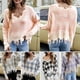 thumbnail image 3 of Suéter rasgado a cuadros con cuello en V y manga larga suelta, jersey de punto, tops Irfora Rosa/Medio, 3 of 7