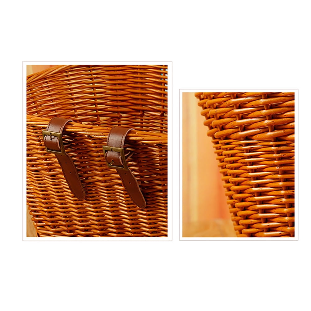 UDIYO Bicycle Basket Weather-resistant Large Capacity Wicker Hand Woven Front Bike Basket Cycling Accessory