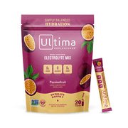 Ultima Replenisher Hydration Electrolyte Packets- Keto & Sugar Free- Feel Replenished, Revitalized- Naturally Sweetened- Non-GMO & Vegan Electrolyte Drink Mix- Passionfruit, 20 Count