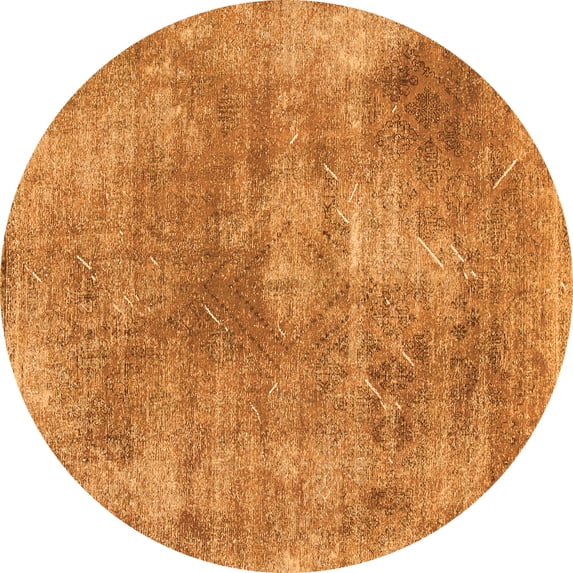 Ahgly Company Indoor Round Abstract Orange Modern Area Rugs, 7' Round