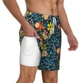 thumbnail image 3 of Goofa Blue Floral Printed Men's Swim Trunks Board Shorts Quick Dry Mens Swimming Trunks with Compression Liner,Breathable Fit Hawaii Beach Shorts-Medium, 3 of 9